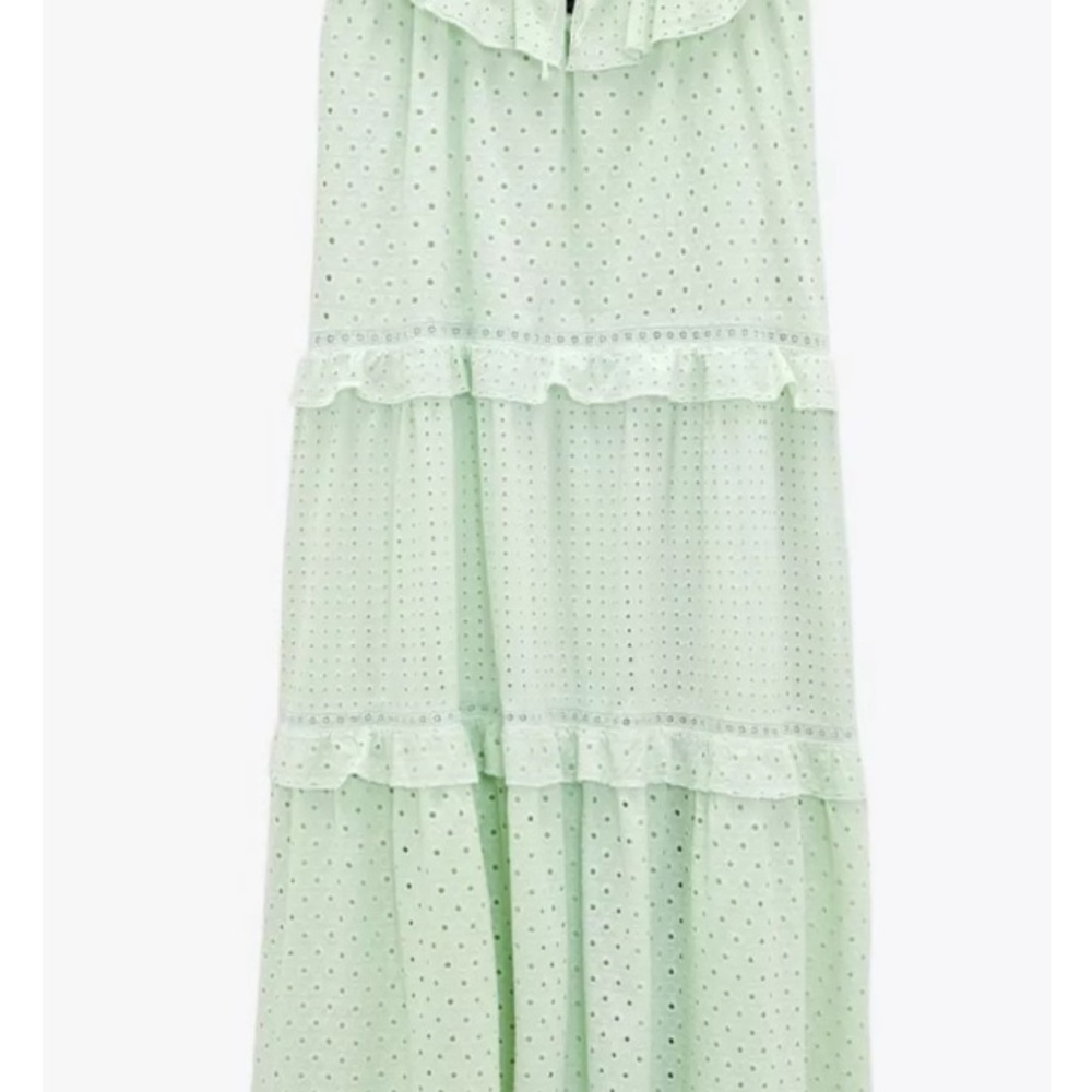Zara Mint Green Embroidery Eyelet Dress,  Size M, NWOT - Picture 3 of 4